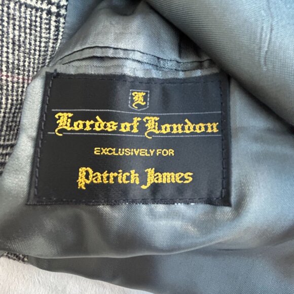 Lords Of London Patrick James Mens Plaid Two-Button Blazer 44R Camel Hair Gray - Picture 4 of 10